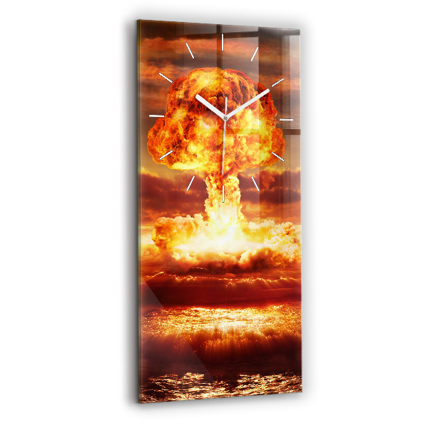 Modern vertical wall clock Atomic bomb explosion