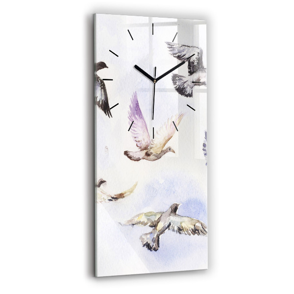 Modern vertical wall clock Flying birds