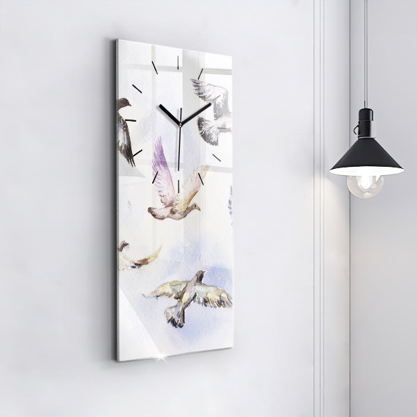 Modern vertical wall clock Flying birds