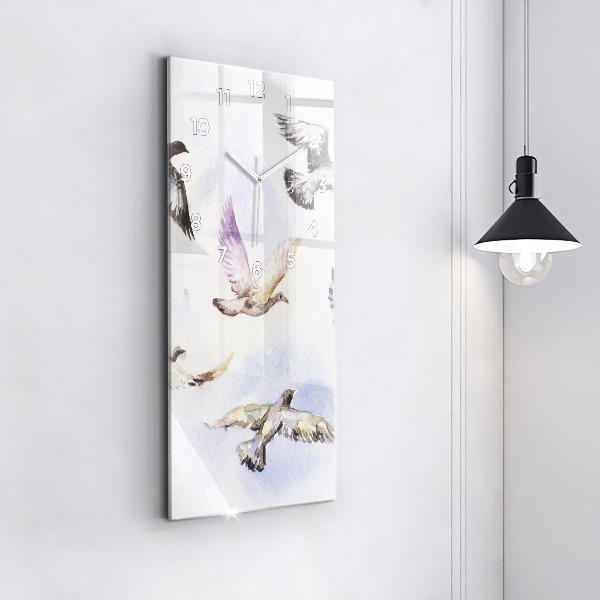 Modern vertical wall clock Flying birds