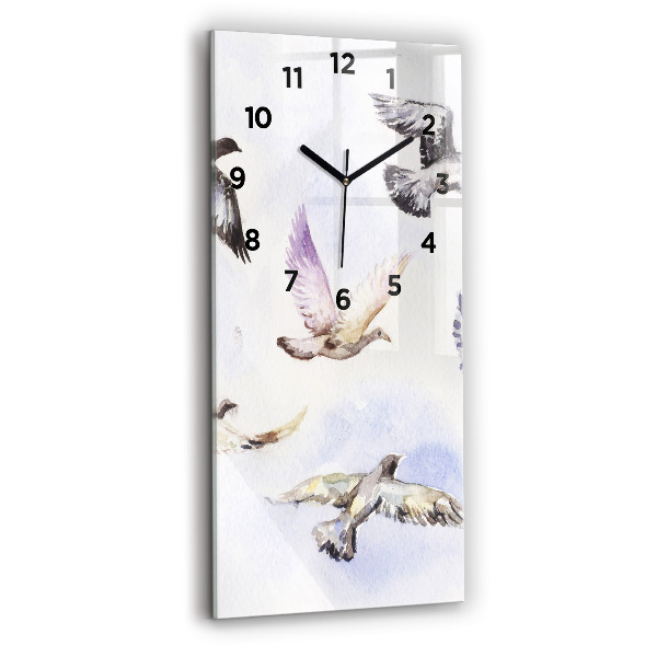 Modern vertical wall clock Flying birds