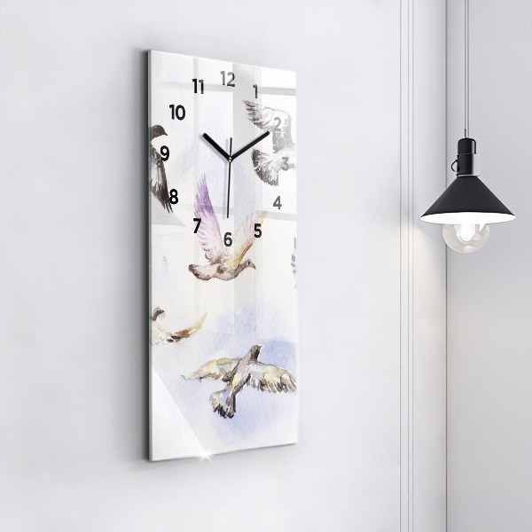 Modern vertical wall clock Flying birds