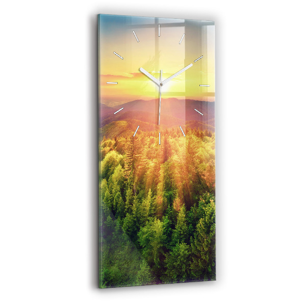 Modern vertical wall clock Sunset over the hills