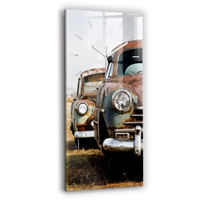 Modern vertical wall clock Old cars