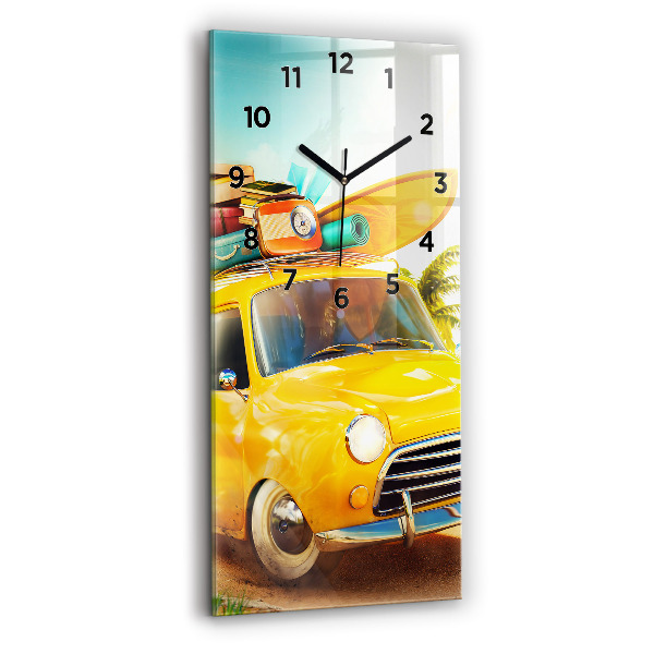 Modern vertical wall clock Car with surfboard