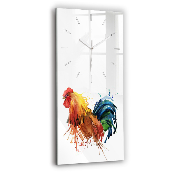 Modern vertical wall clock Colorful rooster