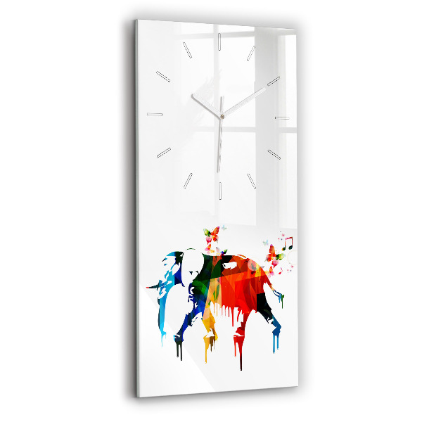 Modern vertical wall clock Colorful painted elephant