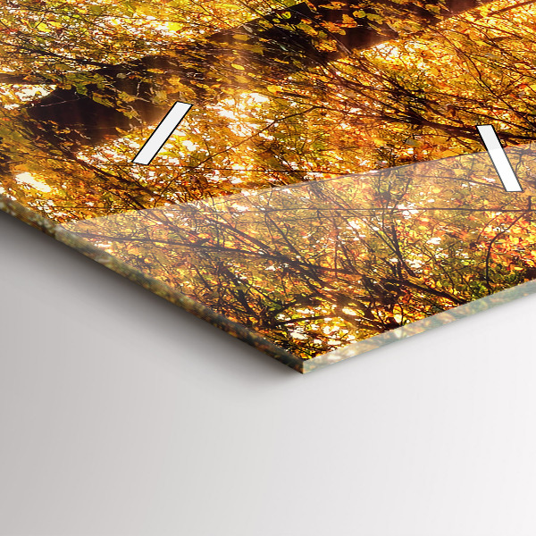 Modern vertical wall clock Autumn forest scenery