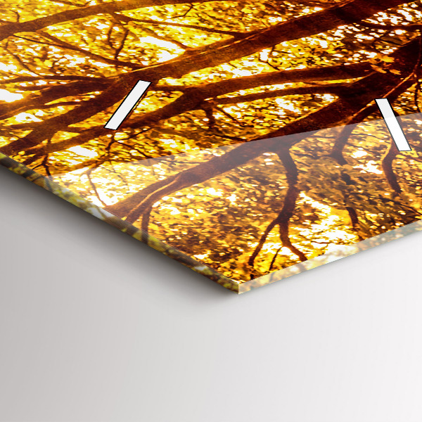 Modern vertical wall clock Forest landscape in the sun