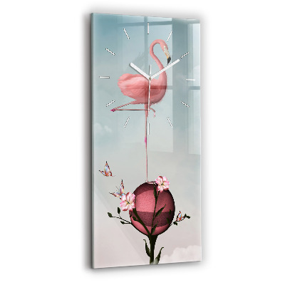 Modern vertical wall clock Surreal Flamingo