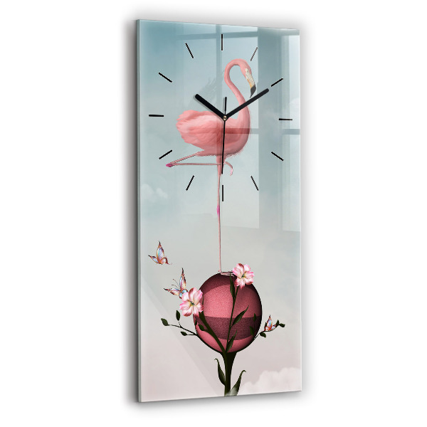 Modern vertical wall clock Surreal Flamingo