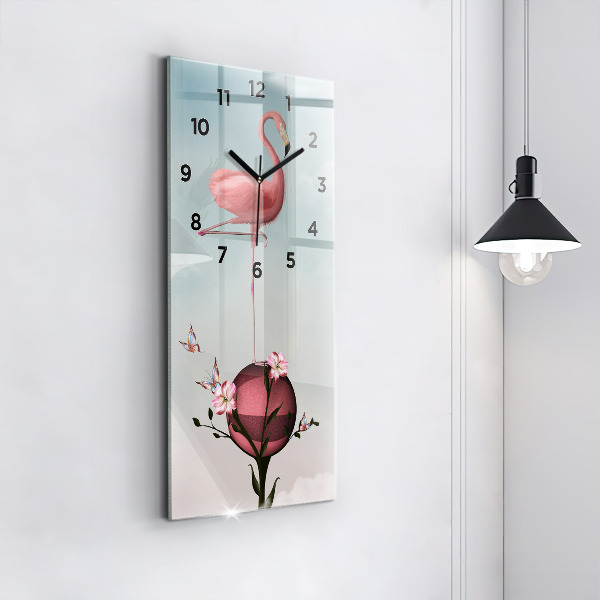 Modern vertical wall clock Surreal Flamingo