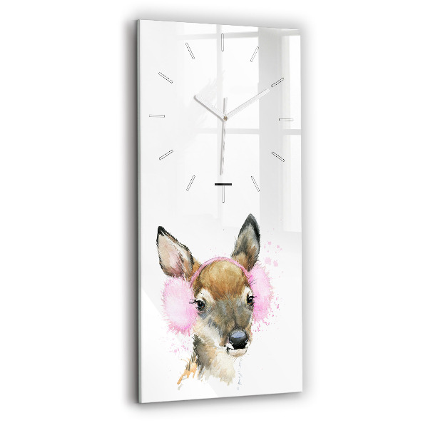Modern vertical wall clock Forest deer