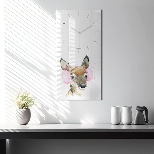 Modern vertical wall clock Forest deer
