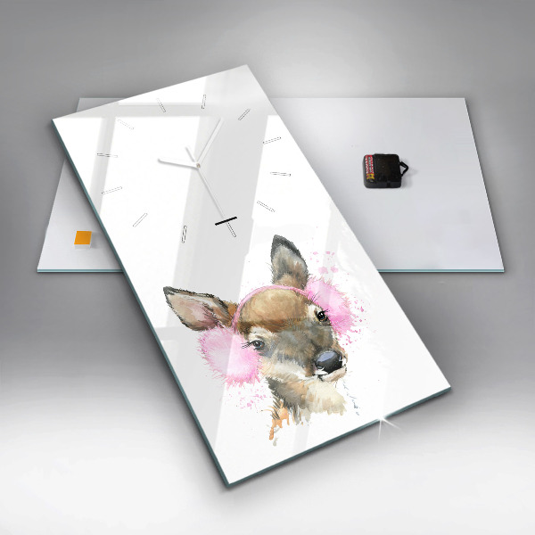 Modern vertical wall clock Forest deer