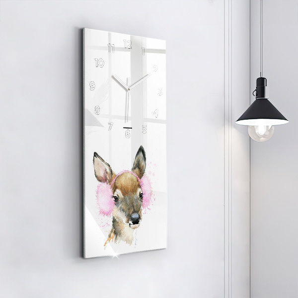 Modern vertical wall clock Forest deer