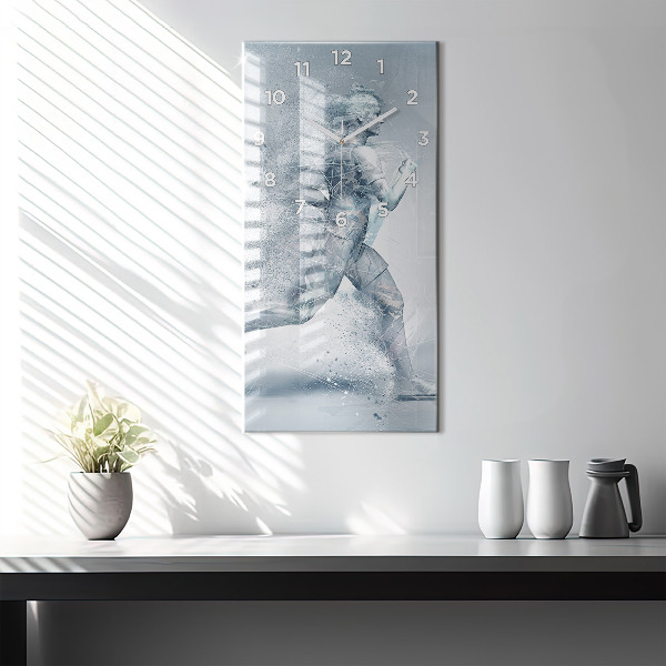 Modern vertical wall clock Running man