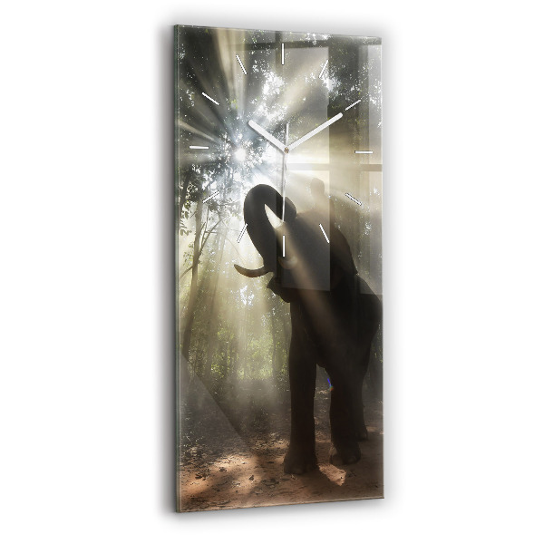 Modern vertical wall clock Elephant in the jungle