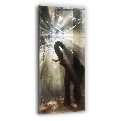 Modern vertical wall clock Elephant in the jungle