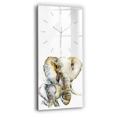 Modern vertical wall clock Painted animals elephants