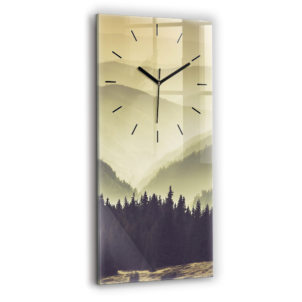Modern vertical wall clock Misty mountain slopes