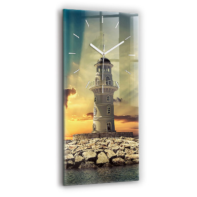 Modern vertical wall clock Lighthouse on the water