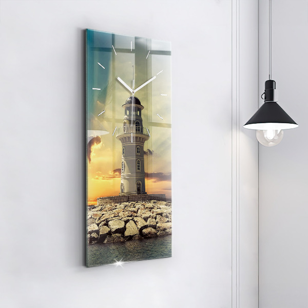 Modern vertical wall clock Lighthouse on the water