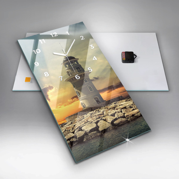 Modern vertical wall clock Lighthouse on the water