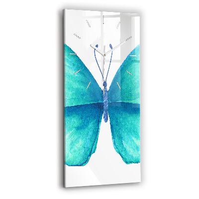 Modern vertical wall clock Turquoise Summer Butterfly