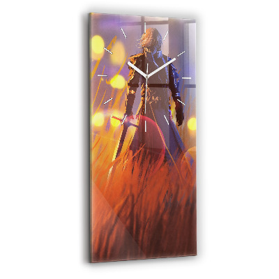 Modern vertical wall clock Knight with a sword