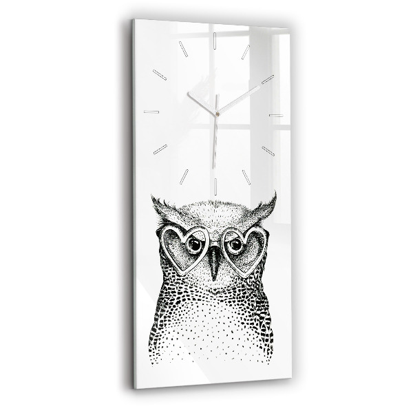 Modern vertical wall clock Drawn owl with glasses