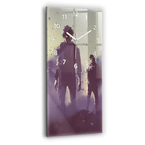 Modern vertical wall clock Zombies at night - halloween