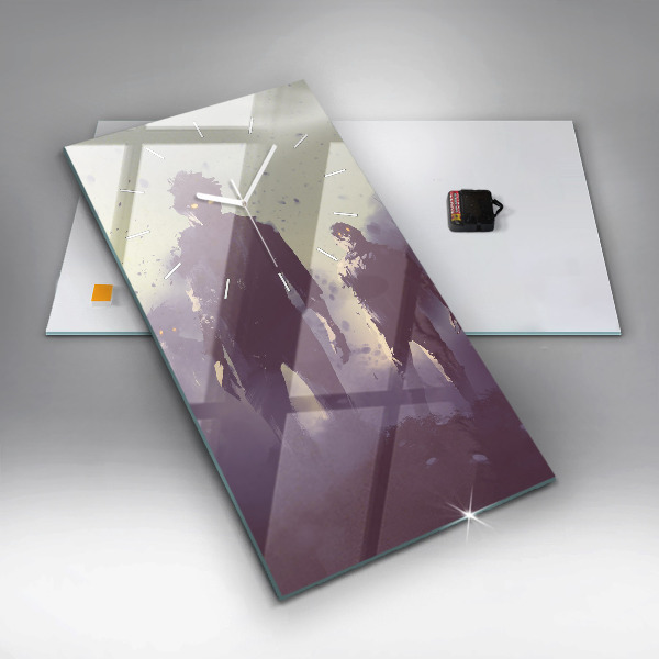 Modern vertical wall clock Zombies at night - halloween