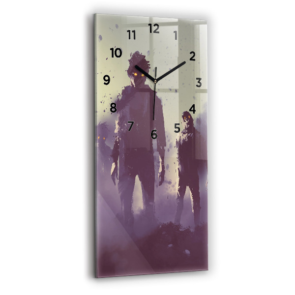 Modern vertical wall clock Zombies at night - halloween