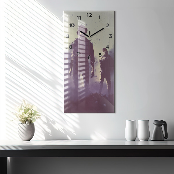 Modern vertical wall clock Zombies at night - halloween