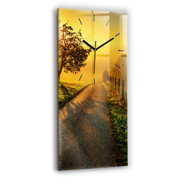 Modern vertical wall clock Fog at sunrise
