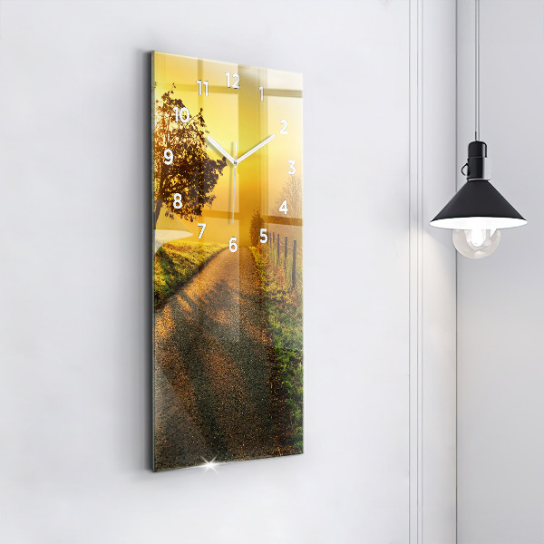 Modern vertical wall clock Fog at sunrise