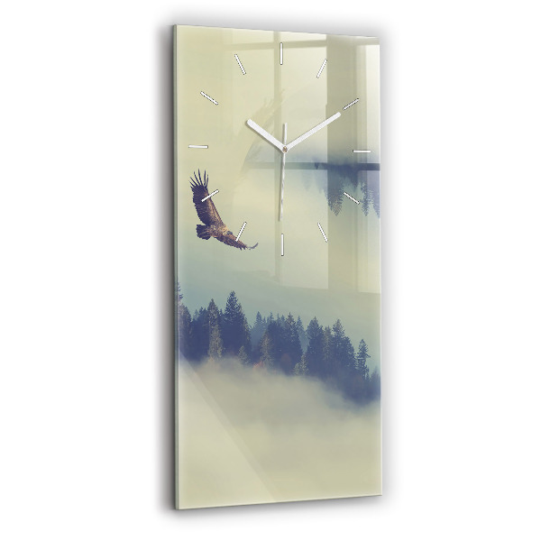 Modern vertical wall clock Misty forest eagle