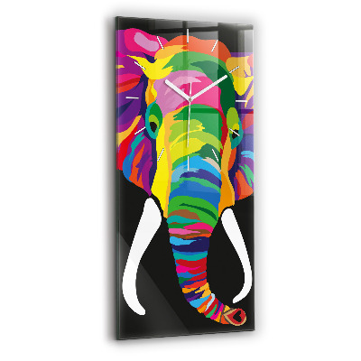 Modern vertical wall clock Colorful elephant
