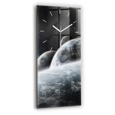 Modern vertical wall clock Space and planets