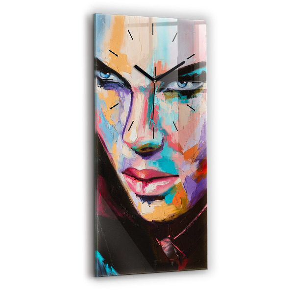Modern vertical wall clock Portrait of a woman