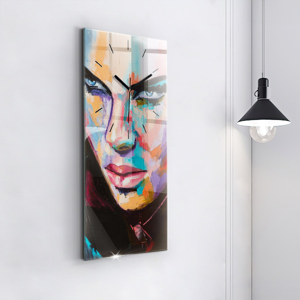 Modern vertical wall clock Portrait of a woman
