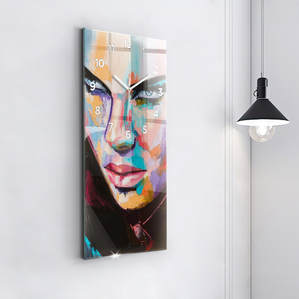 Modern vertical wall clock Portrait of a woman