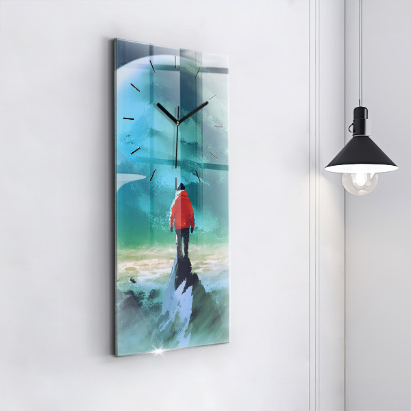 Modern vertical wall clock Man in the moon