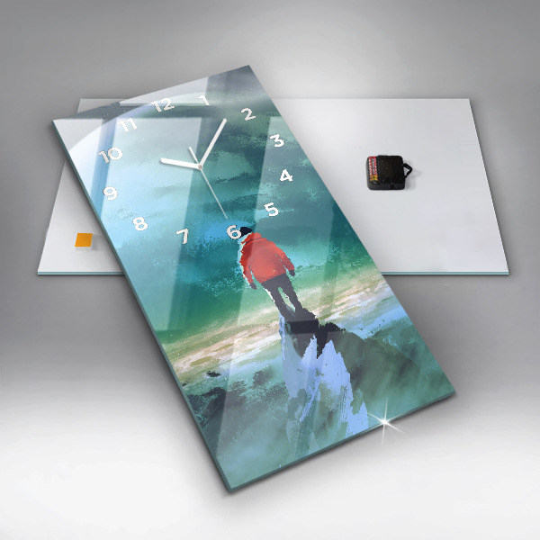 Modern vertical wall clock Man in the moon