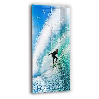 Modern vertical wall clock Surfing in Hawaii