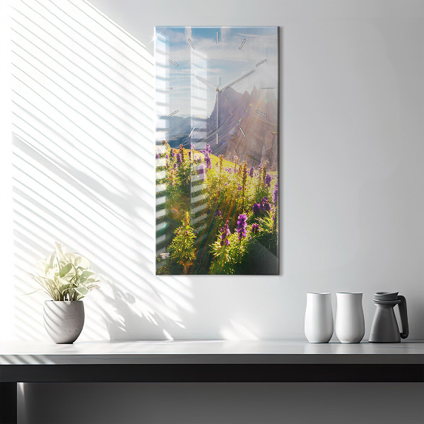 Modern vertical wall clock Lavender Meadow
