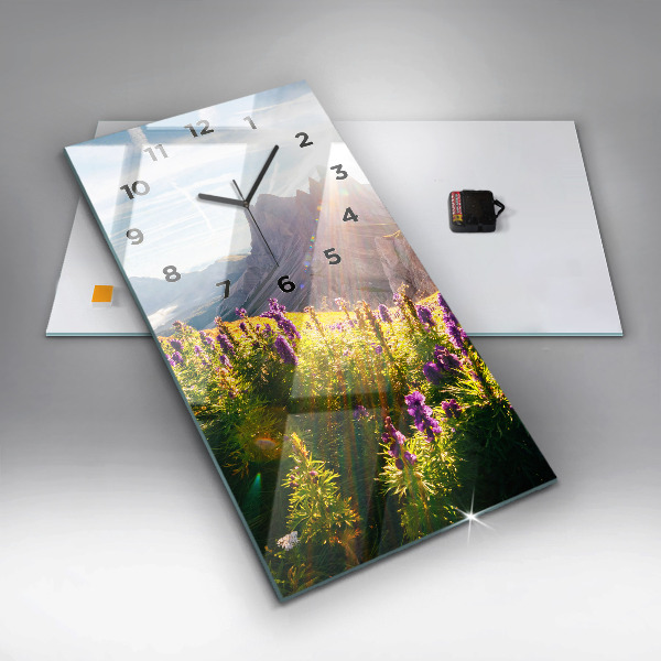 Modern vertical wall clock Lavender Meadow
