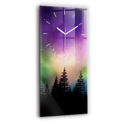 Modern vertical wall clock Northern lights