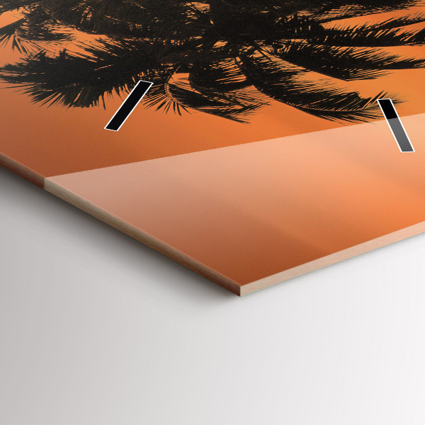 Modern vertical wall clock Sunset and palm trees